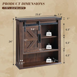 LUXOAK Farmhouse 24” Bathroom Wall Cabinet with Sliding Barn Door & Adjustable Shelf, Medicine Cabinet Wall Mounted, Storage Cabinet for Bathroom, Toilet, Kitchen, Living Room, Reclaimed Barnwood LUXOAK