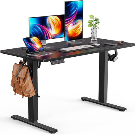 ErGear Electric Standing Desk 48 x 24 Inches, Height Adjustable Sit Stand up Desk, Memory Computer Workstation Table with Splice Board for Home Office, Black ErGear