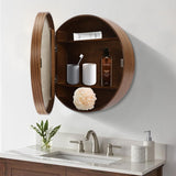 YUMIONB Bathroom Medicine Cabinet with Mirror, 19.68''D x 5.4''H Wall Mounted Round Mirror Medicine Cabinet Modern Vanity Mirror with Storage for Bathrooms, Balconies, Commerical(Walnut) YUMIONB