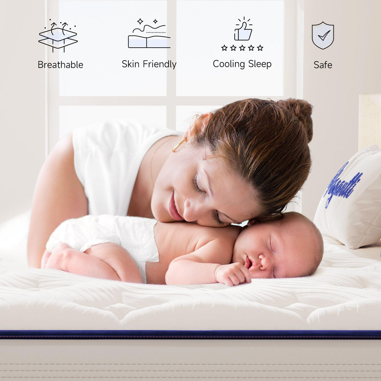 Vesgantti Queen Mattress, 10 Inch Hybrid Innerspring Mattress in a Box with Memory Foam, Durable Support & Pressure Relief, Medium Firm Feel Vesgantti