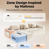 CAMMOO 108” Cloud Sectional Couch in One Box, Compressed Modern Modular Sectional Sofa with Deep Seat, Corduroy Boneless Couches with Chaise, L-Shaped Sofa for Living Room, 4 Storage Pockets(Beige) CAMMOO