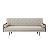 Christopher Knight Home Aidan Mid Century Modern Tufted Fabric Sofa, Beige Christopher Knight Home
