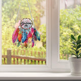 Qukle Dream Catcher Diamond Painting Kits Hanging Pendant, Special Shaped Crystal DIY Feather Diamond Art Hanging Sign Double-Sided Pattern Gem Painting Window Door Ornament, Box Package Qukle
