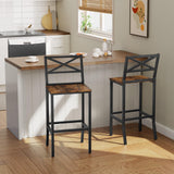 MAHANCRIS Bar Stools, Set of 2 Bar Chairs with Backrest and Footrest, 26" Tall Counter Bar Stools, Kitchen Breakfast Bar Chairs, Easy Assembly, for Dining Room, Rustic Brown BAHR0901N1 MAHANCRIS