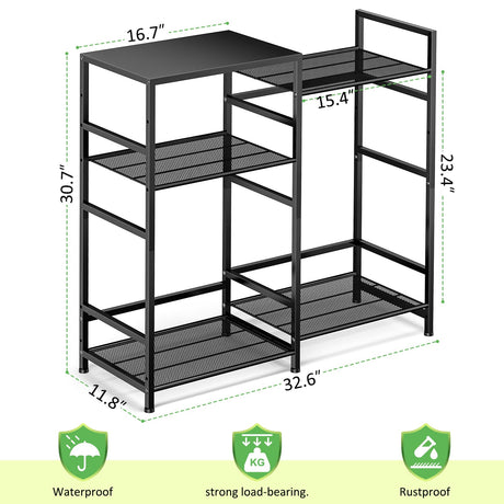 ThreeHio Potting Bench Table, Outdoor Plant Stand Table with Storage, Garden Tools Organizer Shelf Work Bench Station for Backyard, Patio, Balcony, Greenhouse ThreeHio