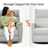 MCombo Oversized Swivel Glider Rocker Recliner with Adjustable Headrest, Dual Motor Power Recliner for Nursery, Led Nightlight, Fabric PR601 (Mist Grey) MCombo