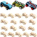 Haconba 18 Pack DIY Wood Car Toys Unfinished Wooden Cars to Paint Wooden Craft Cars for Home Activities Craft Projects Family Time Handicraft Haconba