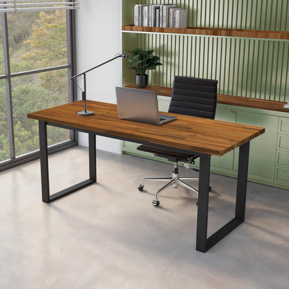 Howizz 55 x 28 in. Solid Wood Table Top, Dark Walnut Stained Acacia Desktop for Standing Desk/Office Tabletop/Countertop, 1in. Thick