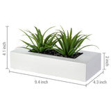 MyGift 10 Inch Artificial Grass Fake Plants in White Rectangular Wood Planter - Faux Plants Indoor for Tabletop Centerpiece Décor MyGift