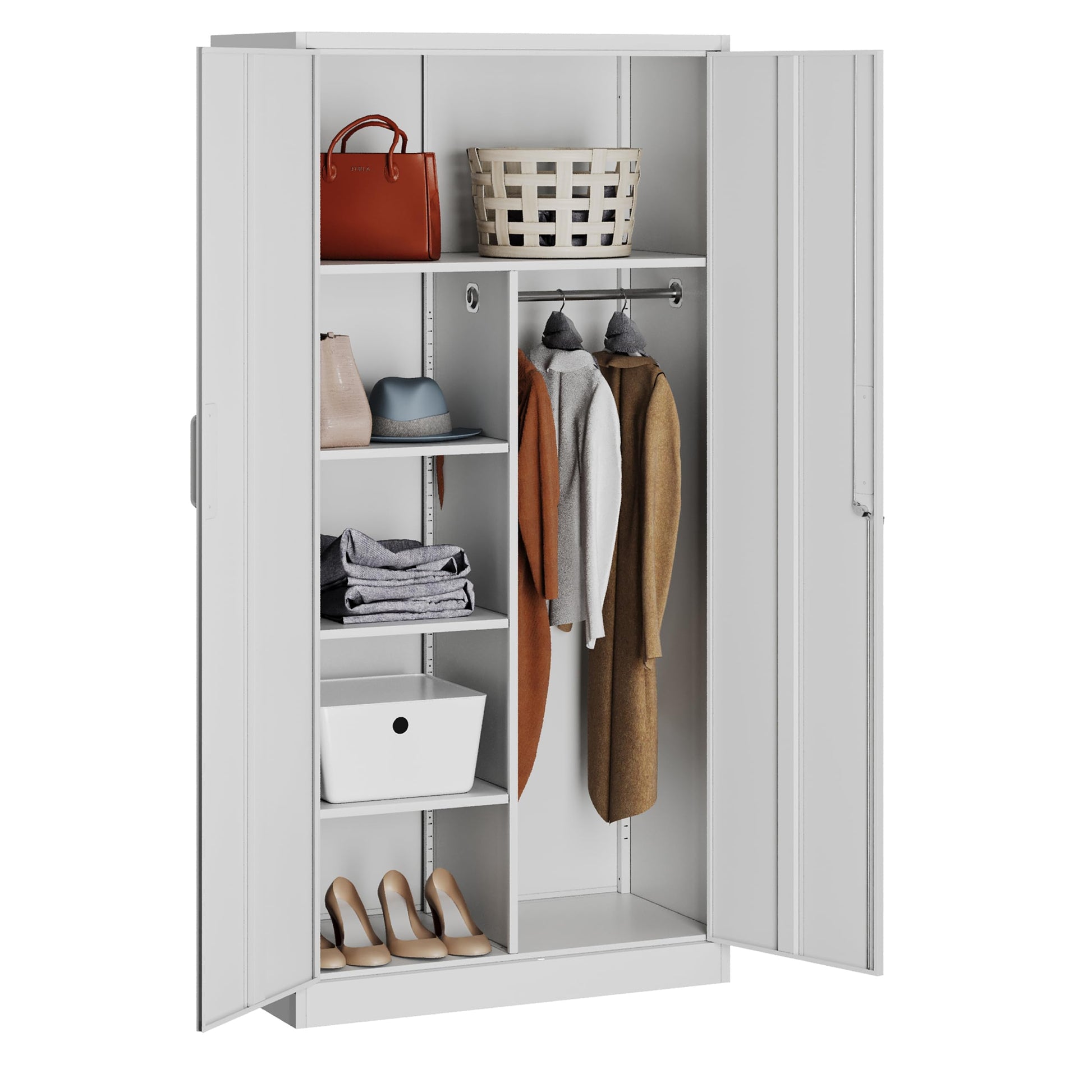 SISESOL Metal Storage Cabinets Locker with Locker Shelf, 72" Armoire Closet Organizer with Hanging Rod Storage Locker, Cabinet for Bathroom Storage Cabinet with Doors Lockers for Employees - WoodArtSupply