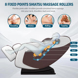 AVSAMOQ Massage Chair Full Body, Zero Gravity Massage Chair Recliner with Air Pressure, 8 Fixed Massage Rollers, Heating, Foot Roller, Bluetooth Speaker, for Home Office Men Women (Brown) AVSAMOQ