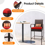 Sundale Outdoor Wicker Bar Stool Set of 4, Patio Counter Height Pub Chair with Arms, High Top Rattan Barstool, Cushion Red, All-Weather Outdoor Rattan Furniture - Steel, Brown Sundale Outdoor