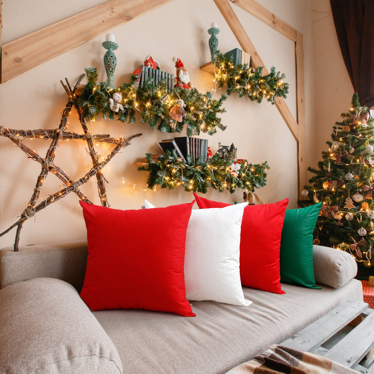 Thmyo 4-Pack 100% Cotton Comfortable Solid Decorative Throw Pillow Case, Square Cushion Cover Pillowcase Sublimation Blank Pillow Covers Christmas DIY Throw Pillowcase for Bed(18x18inch/45x45cm,White) Thmyo