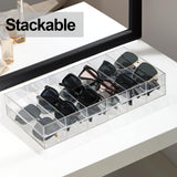 ZEXALOR Clear Drawer Organizer, 6 Sections Eyeglass Sunglasses Organizer Holder, Drawer Dividers Office Desk Tray Bathroom Makeup Jewelry Trays (14×7×1.2") ZEXALOR