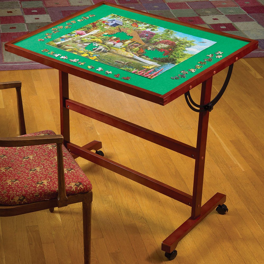 Bits and Pieces - Adjustable Puzzle Tableau - Folding Jigsaw Puzzle Accessory Table - Portable Table with Wheels for Easy Transport - Tilts Bits and Pieces