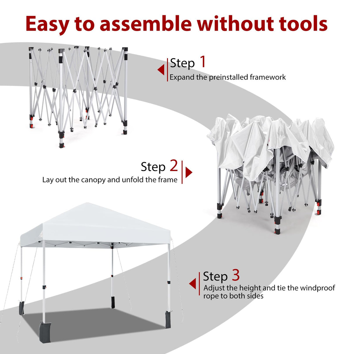 8 * 8FT Pop Up Canopy Tent for One Person Setup,Instant Portable Commercial Canopy Tent,Outdoor Easy Up Tent w/1-Button Push,Wheeled Bag,4 Sandbags,Bonus 8 Stakes and 4 Ropes-White PhoenixCrest