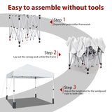 8 * 8FT Pop Up Canopy Tent for One Person Setup,Instant Portable Commercial Canopy Tent,Outdoor Easy Up Tent w/1-Button Push,Wheeled Bag,4 Sandbags,Bonus 8 Stakes and 4 Ropes-White PhoenixCrest