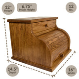 DutchCrafters Amish USA Made Solid Wood Countertop Bread Box with Drawer, Bread Holder for Kitchen Counter, Large Bread Box for Kitchen Countertop (Oak - Medium Walnut) DutchCrafters
