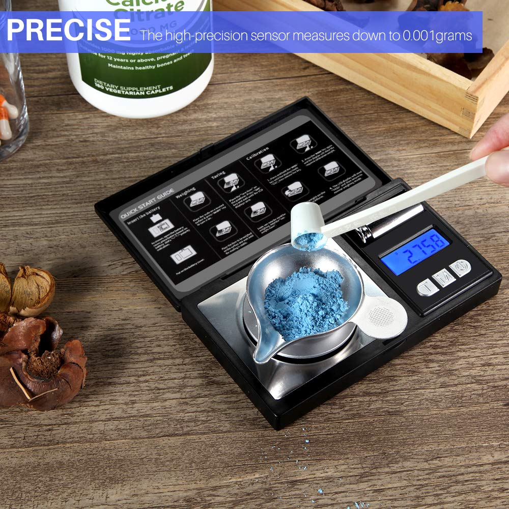 THINKSCALE Milligram Scale, 50g/0.001g Digital Jewelry Scale, Micro Gram Scale for Powder, Medicine, Gold, Gem, Reloading, Mg Scale 6 Units, Tare, Cal Weight Included THINKSCALE