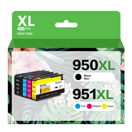 DAM aila 950XL 951XL Combo Compatible for HP 950 XL 951 XL Ink Cartridge Replacement for HP OfficeJet Pro 8600 8610 8620 8100 8630 8660 8640 8615 76DW 251DW (1 Black, 1 Cyan, 1 Magenta, 1 Yellow) DAM aila