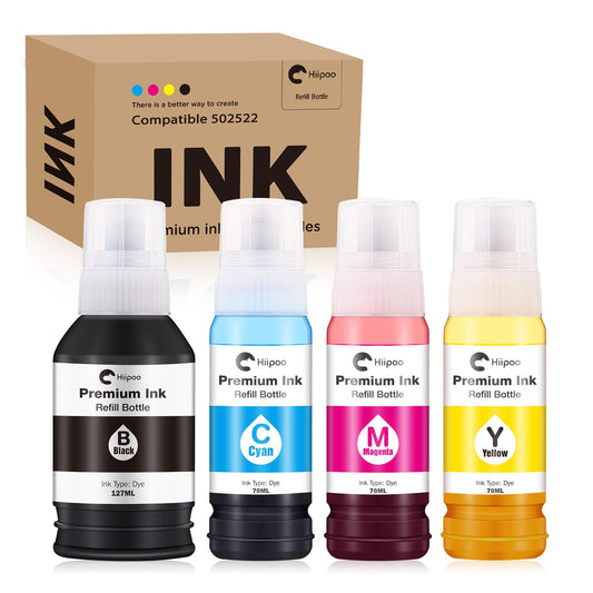 Hiipoo Compatible Refill Ink Bottle Replacement for Epson 502 (Not for Sublimation) for ET-2750 ET2720 ET-2803 ET-2800 ET-3750 ET-4750 ET-3760 ET-4760 ET-2850 ET-4800 ET-3700 ET-15000 Printer