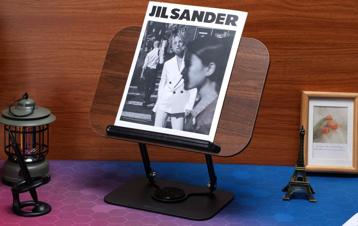 BEAUTRIP Book Stand for Reading, Foldable Book Holder for Desk Hands Free, Display Stand for Office, Kitchen, Cookbooks, Textbook, Recipe, Magazines, Tablets and Laptops with 360° Rotating Base BEAUTRIP