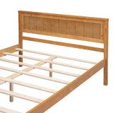 P PURLOVE Full Size Bed Frame,Solid Wood Platform Bed with Headboard,No Box Spring Needed,Oak P PURLOVE