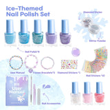 Tomons Kids Nail Polish Set for Girls, Non Toxic Nail Polish Art Kit for Kids Ages 7-12, Toys Gifts for 8 9 10 11 12 Girl, Bracelets, Glitter, Sequins, Stickers - 8 Colors Tomons
