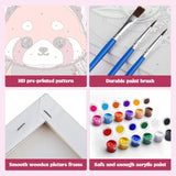 MXJSUA 4 Pack Cute Panda Bear Animal Paint by Numbers Kit with Framed Canvas for Ages 6-12 Kids, Paint by Numbers Kits for Children Beginners, Acrylic Oil Painting for Home Wall Decor Gift (8x8 inch) MXJSUA