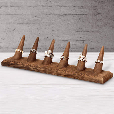 MOOCA 2 Pcs Set Finger Ring Stand Jewelry Display Holder Showcase Display Stands 11 x 2 1/4 x 2 3/4 in, Brown Color MOOCA