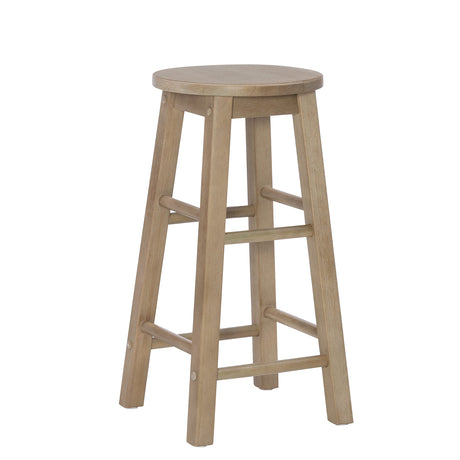 Linon Zeke Grey Wash 24" Counter Stool with Round Seat Linon