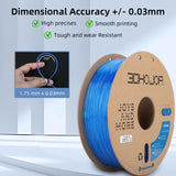 3DHojor TPU Filament 1.75mm TUP95A 3D Printer Filament Flexible Soft 3D Filament 1KG (2.2lbs) fit Most FDM 3D Printers Dimensional Accuracy +/- 0.03 mm-Transparent Blue 3DHoJor