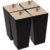 CODIN (5 Sizes: 3"-4"-5"-6"-8" Set of 4 Wood Furniture Legs - Square Sofa Legs, Couch Leg - Brown Mid-Century Modern Replacement Legs for Armchair Recliner Coffee Table Dresser (4, 6") CODIN