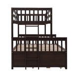 Linique Espresso Twin-Over-Full Bunk Bed with Trundle and 3 Storage Drawers Linique
