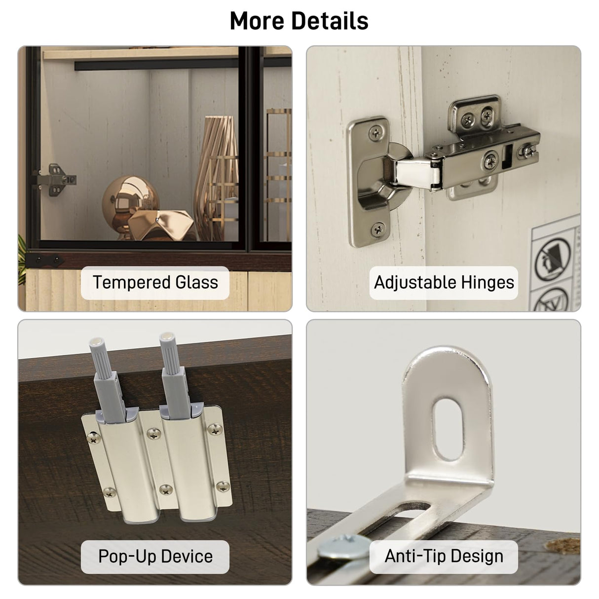 chartustriable 71" Tall Glass Display Cabinet with LED Sensor Light & Pop-up Glass Doors, Modern Fluted Bookcase with Shelves, Curio Storage Cabinet, Living Room, Office, Bedroom, Off White chartustriable