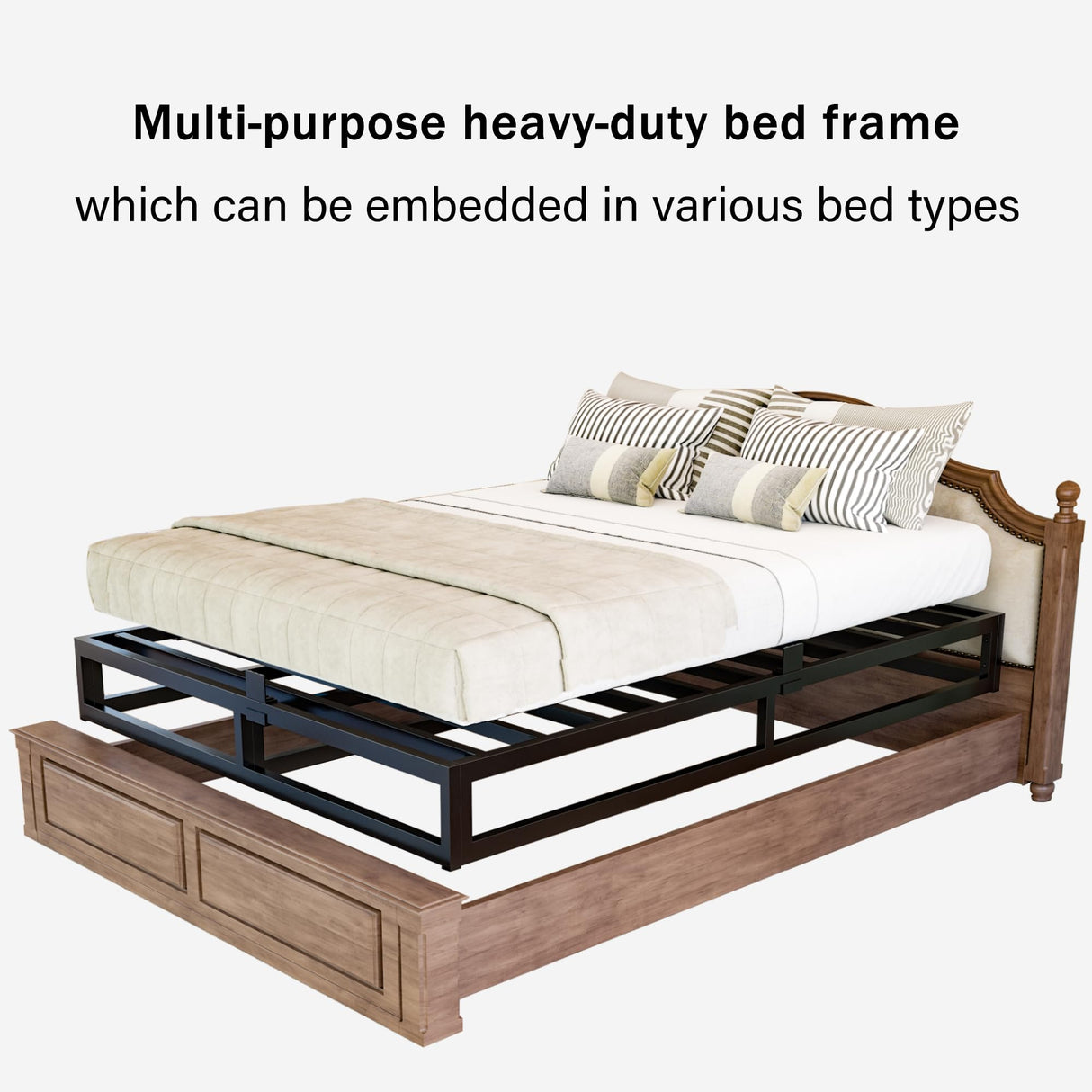 Bilily 10 Inch King Bed Frame with Steel Slat Support, Low Profile King Metal Platform Bed Frame Support Mattress Foundation, No Box Spring Needed/Easy Assembly/Noise Free Bilily
