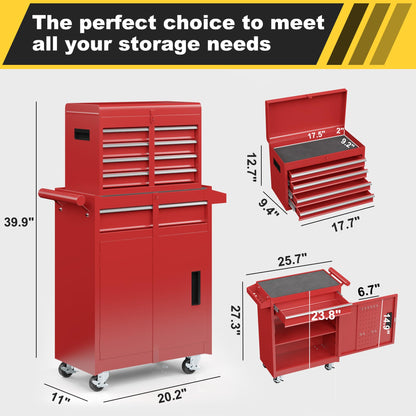 VIWAT Tool Chest, 5-Drawer Rolling Tool Chests & Cabinets with Enhanced Packaging, Detachable Top Tool Box and Lockable Wheels Metal Tool Cart for Garage, Workshop Red - WoodArtSupply