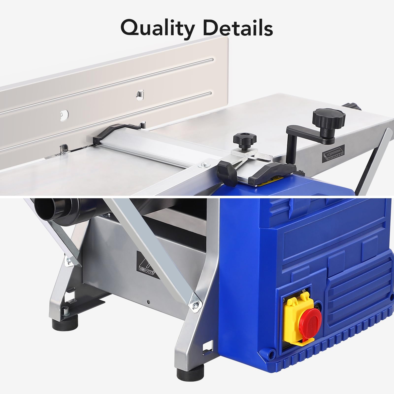 1250W Power Benchtop Planer, 29 "x 8" Worktable Thickness Wood Planer, Low Noise, Low Dust Planing and Dual Planing Function, for Removing Hard and Soft Wood Materials, Blue - WoodArtSupply