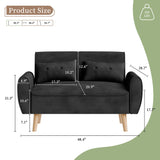 Vongrasig 47" Small Modern Loveseat Sofa, Mid Century Linen Fabric 2-Seat Sofa Couch Tufted Love Seat with Back Cushions and Tapered Legs for Living Room, Bedroom and Small Space (Black) Vongrasig