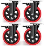 Nefish 6 Inch Heavy Duty Caster Wheels, Industrial Casters Set of 4, Locking Industrial Swivel Top Plate Casters 2600 Lbs, 360 Degree Industrial Grade Casters for Industrial, Furniture, Equipment Nefish