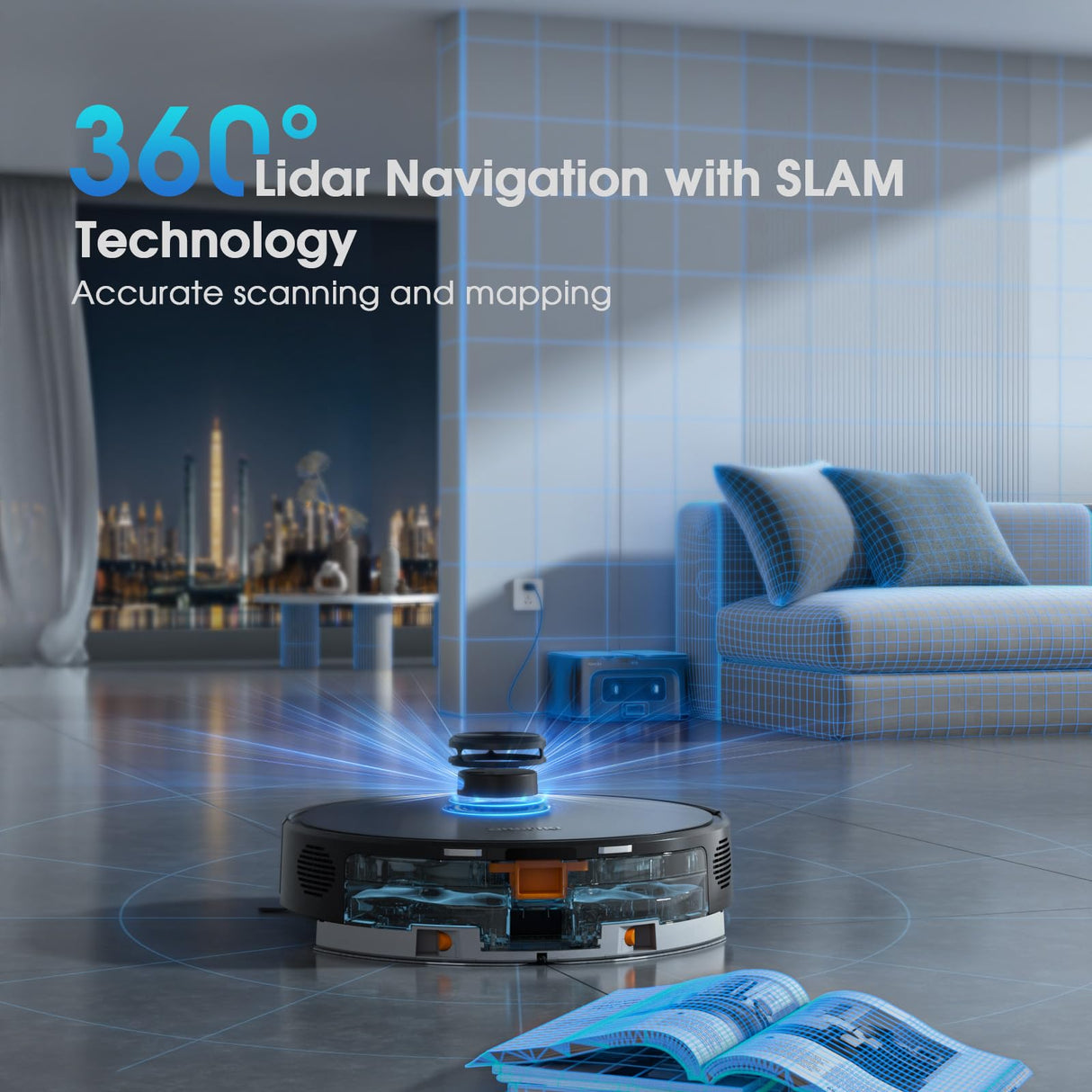 SHELIKI Robot Vacuum and Mop, 3-in-1 Robotic Vacuums Cleaner with LiDAR Navigation Smart Mapping & Max Strong 6000Pa Suction, WiFi/App/Alexa Voice Control, Obstacle Avoidance SHELIKI