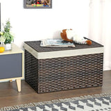 SONGMICS Storage Basket with Lid, 42.3 Gallon (160L) Storage Bin, Woven Blanket Storage Basket with Handles, Foldable, Removable Liner, Metal Frame, for Bedroom, Laundry Room, Brown URST76BR SONGMICS