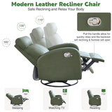 HOMYKA Swivel Rocker Recliner, Faux Leather Rocking Recliner Chair with Manual Adjustable Footrest, Reclining Chair Nursery Glider Recliners for Small Spaces, Living Room, Dark Green HOMYKA