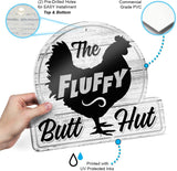 Bigtime Signs Fluffy Butt Hut Chicken Coop Sign - Funny Chicken Coop Decor for Hen Lovers, 12"x11" PVC Durable and Weatherproof - Thoughtful Gift for Chicken Lovers, Hen Feeder and Nesting Box Accent Bigtime Signs