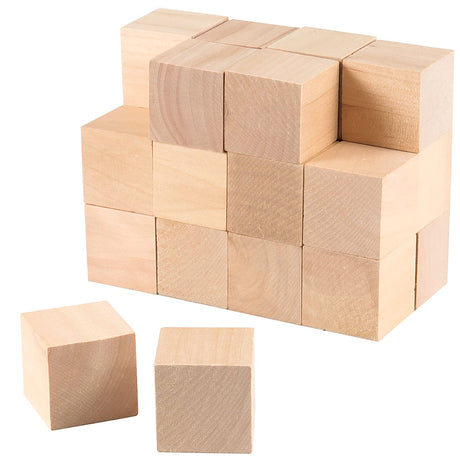 ZOENHOU 24 PCS 2 Inch Wooden Blocks, Solid Premium Natural Hard Wood Cube Unfinished Wooden Block Set for Painting Decorating Crafting DIY Projects ZOENHOU