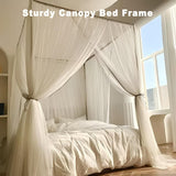 Stainless Steel Canopy Bed Frame King Size, Thicken Full Size Canopy Frame for Metal Bed Wood Bed Bedroom Decor ForestSource