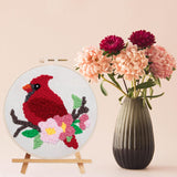 Louise Maelys Beginners Punch Needle Kits,for Starter Adults,Rug Cross Stitch Kit Tool Including Handle Embroidery Pen,Cloth,Hoop,Threads and Instruction-Cardinal Bird Pattern Louise Maelys
