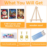 Mandun 3 Pack Christmas Paint by Numbers for Adults, Christmas Paint by Numbers Kits for Adults, Acrylic Oil Painting Kits with Frame and Wooden Easel 7.8x11.8 Inch Mandun
