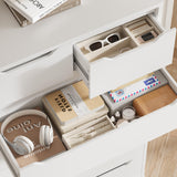 HITHOS 51" Tall 7 Drawers Dresser, Modern White Dresser, Wood Dressers & Chests of Drawers with Cut-Out Handles, Upright Drawer Chest, Accent Vertical Dressers for Living Room, White HITHOS