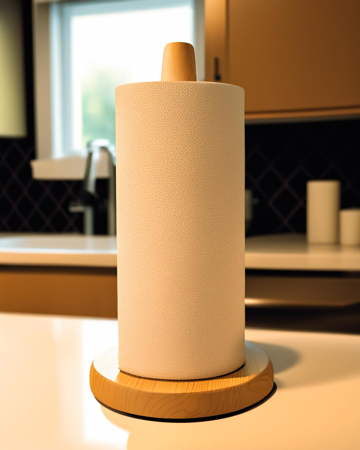 CHAUNCEY HOME Wooden Paper Towel Holder Stand - Kitchen Paper Hanger Rack Bathroom Towel Roll Stand Organizer Simply Standing Countertop Paper Roll Holder, WPTH, Large CHAUNCEY HOME